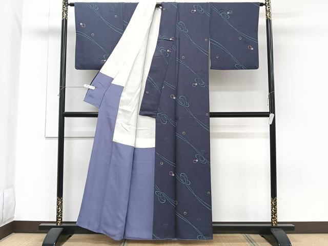 平和屋着物■上質な小紋 刺繍 青海波 正絹 逸品 CABH5264xi