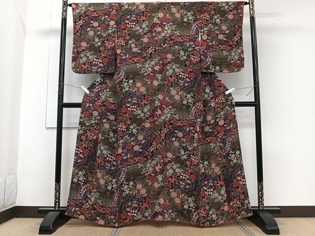 平和屋着物■上質な小紋 辻が花 金彩 鬼しぼ縮緬 正絹 逸品 CABH5267xi