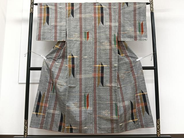 平和屋着物■上質な紬 矢羽文 正絹 逸品 未使用 CABH5277xi