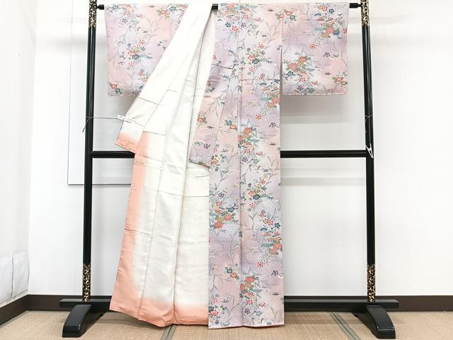 平和屋着物■上質な小紋 型染め 松竹梅風景花文 暈し染め 金彩 正絹 逸品 CABH5313xi