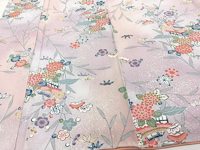 平和屋着物■上質な小紋 型染め 松竹梅風景花文 暈し染め 金彩 正絹 逸品 CABH5313xi