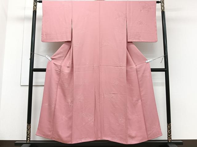 平和屋着物■上質な色無地 風景地紋 紅梅色 正絹 逸品 CABH5315xi