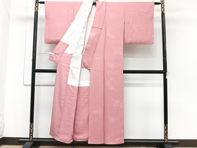 平和屋着物■上質な色無地 風景地紋 紅梅色 正絹 逸品 CABH5315xi