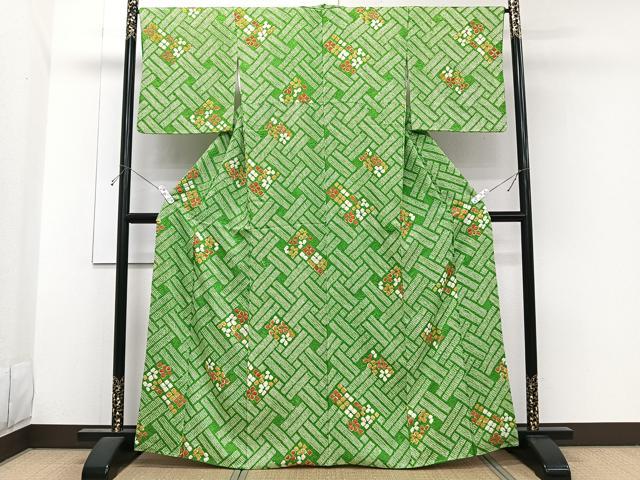 平和屋着物■上質な小紋 総絞り 檜垣花文 正絹 逸品 CABH5320xi