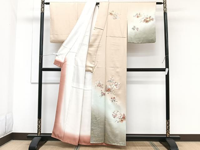 平和屋着物■訪問着 駒刺繍 立波地紙花文 松竹梅 暈し染め 金銀彩 正絹 逸品 CABH5321xi