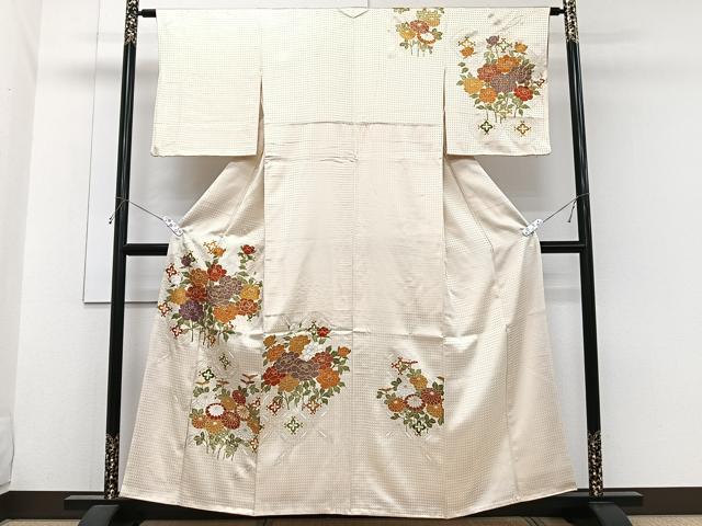 平和屋着物■訪問着 駒刺繍 草花文 金彩 正絹 逸品 CABH5322xi
