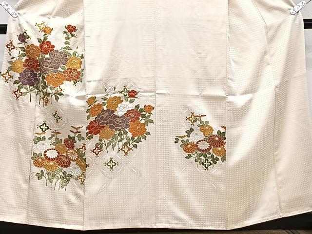 平和屋着物■訪問着 駒刺繍 草花文 金彩 正絹 逸品 CABH5322xi