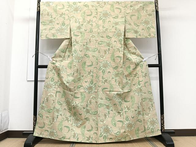 平和屋着物■上質な紬 花唐草文 正絹 逸品 未使用 CABH5323xi