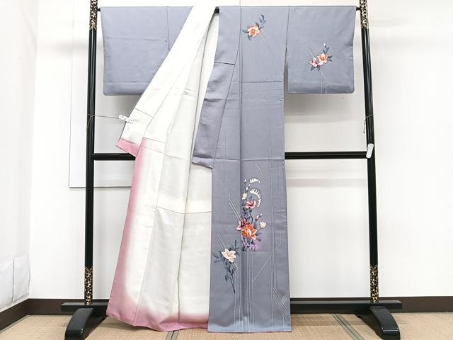 平和屋着物■訪問着 手描き 草花文 暈し染め 正絹 逸品 CABH5324xi