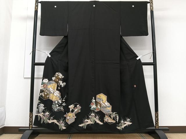 平和屋着物■豪華黒留袖 作家物 亀甲花鳥文 金彩 正絹 逸品 CABH5334xi