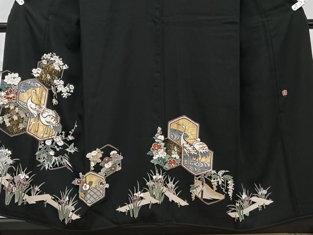 平和屋着物■豪華黒留袖 作家物 亀甲花鳥文 金彩 正絹 逸品 CABH5334xi