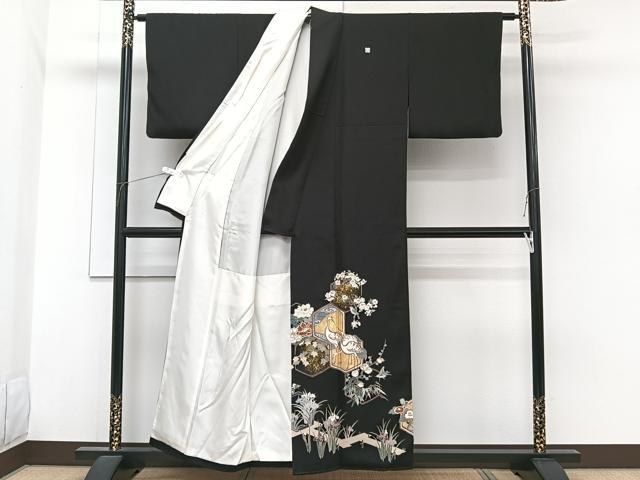 平和屋着物■豪華黒留袖 作家物 亀甲花鳥文 金彩 正絹 逸品 CABH5334xi
