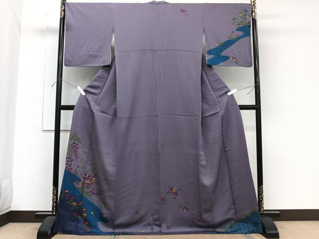 平和屋着物■訪問着 流水草花文 金彩 ロング丈 正絹 逸品 CABH5338xi