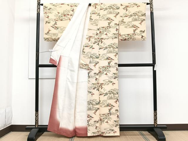 平和屋着物■上質な小紋 流水花鳥文 正絹 逸品 CABH5339xi