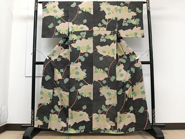 平和屋着物■上質な小紋 草花文 正絹 逸品 CABH5340xi