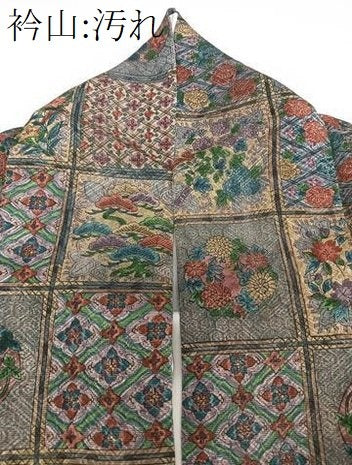 平和屋着物■上質な小紋 格子花文 松竹梅 正絹 逸品 CABH5350xi