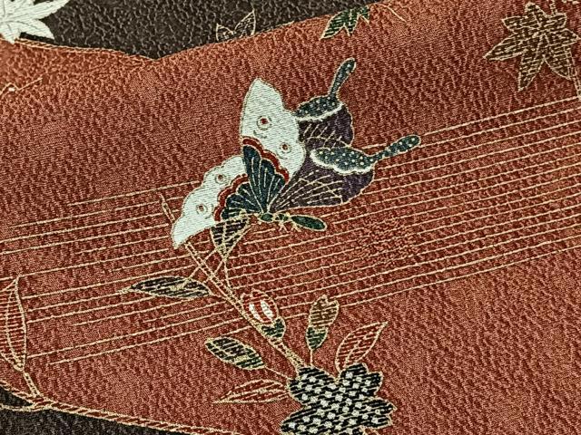 平和屋着物■上質な小紋 花蝶文 金彩 正絹 逸品 CABH5351xi