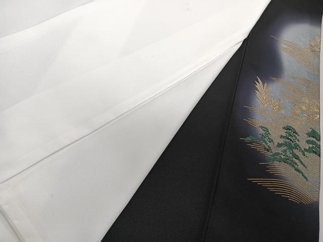 平和屋着物■豪華黒留袖 籬飛鶴風景文 暈し染め 金銀彩 正絹 逸品 CABH5361xi