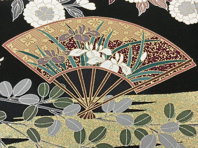 平和屋着物■豪華黒留袖 扇松竹梅 金彩 正絹 逸品 CABH5507xi