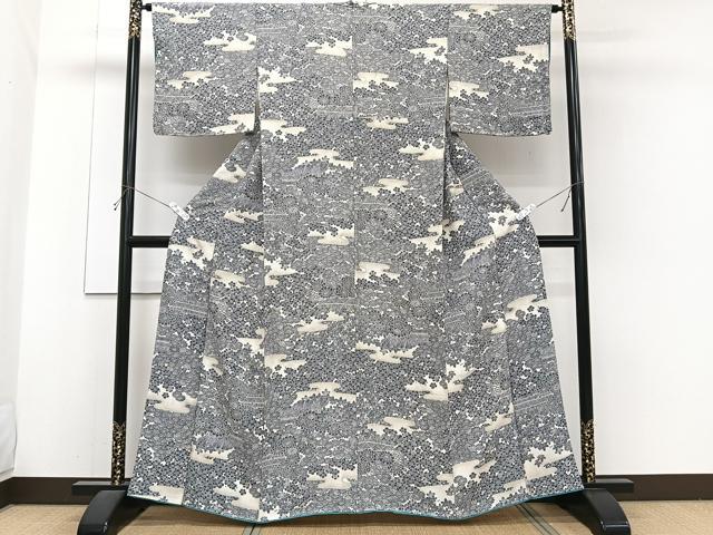 平和屋着物■上質な小紋 籬風景花文 金彩 正絹 逸品 CABH5511xi