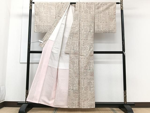 平和屋着物■上質な紬 幾何学花文 正絹 逸品 CABH5512xi