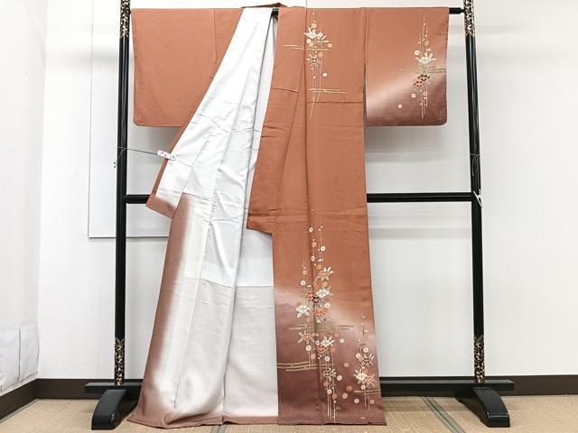 平和屋着物■訪問着 絵霞枝草花文 暈し染め 金銀彩 ロング丈 正絹 逸品 CABH5537xi
