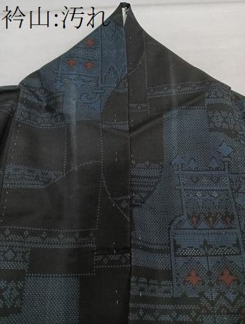 平和屋着物■本場大島紬 7マルキ 抽象文 正絹 逸品 CABH5543xi