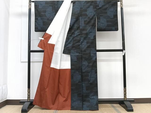 平和屋着物■本場大島紬 7マルキ 抽象文 正絹 逸品 CABH5543xi