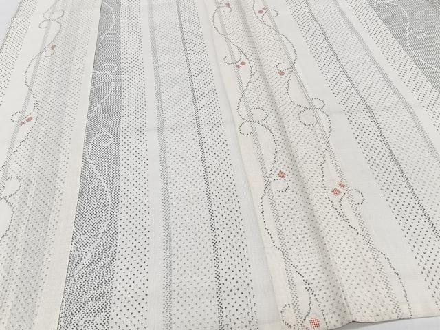 平和屋着物*夏物 本塩沢 夏塩沢 紗 花唐草間道 正絹 逸品 未使用 CABH5551xi