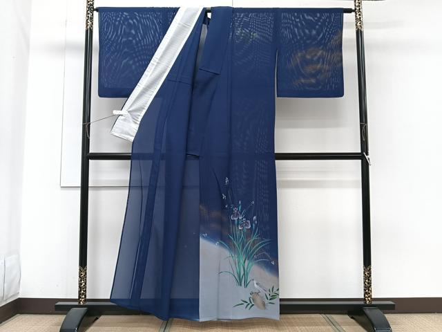 平和屋着物*夏物 訪問着 絽 波花鳥文 暈し染め 金彩 正絹 逸品 CABH5554xi