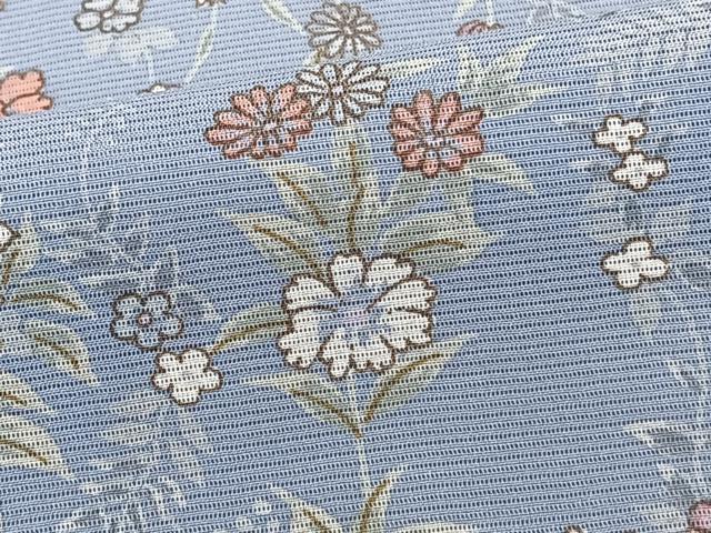 平和屋着物*夏物 小紋 絽 草花文 反端付き 正絹 逸品 CABH5566xi