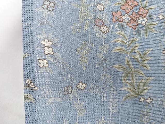平和屋着物*夏物 小紋 絽 草花文 反端付き 正絹 逸品 CABH5566xi