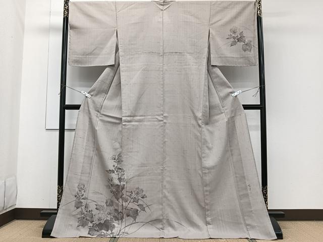 平和屋着物*手描友禅女流作家 一色生子 夏物 訪問着 紗紬 草花文 ロング丈 正絹 逸品 未使用 CABH5570xi
