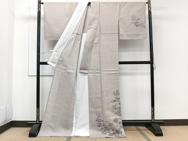 平和屋着物*手描友禅女流作家 一色生子 夏物 訪問着 紗紬 草花文 ロング丈 正絹 逸品 未使用 CABH5570xi