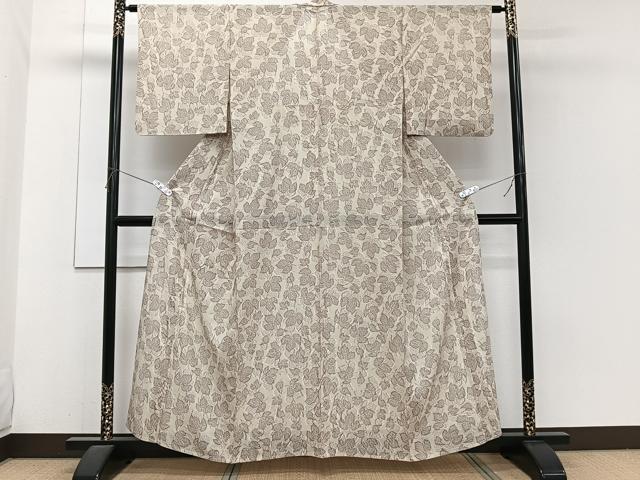 平和屋着物*夏物 小紋 絽 葉尽くし 正絹 逸品 CABH5584xi