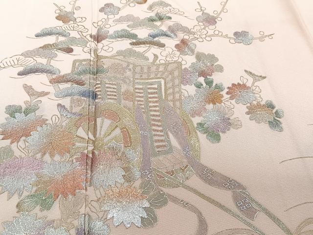 平和屋着物■色留訪問着 御所車松竹梅花文 金銀彩 正絹 逸品 CABH5587xi