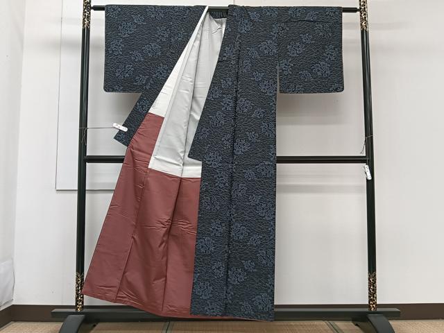 平和屋着物■上質な紬 草花文 正絹 逸品 CABH5594xi