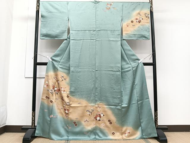 平和屋着物■訪問着 道長鶴亀甲花文 松竹梅 暈し染め 金彩 正絹 逸品 CABH5597xi