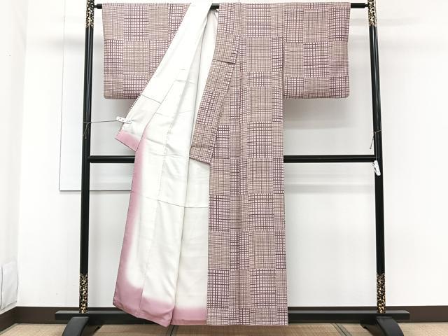平和屋着物■上質な小紋 格子 正絹 逸品 CABH5598xi