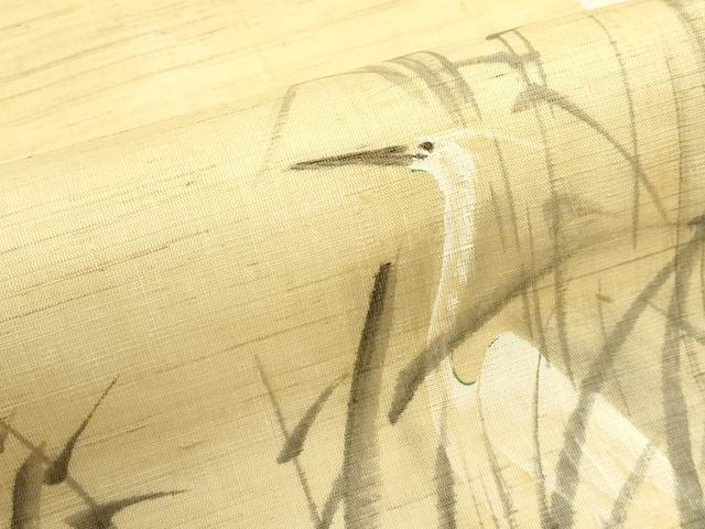 平和屋着物*夏物 九寸名古屋帯 手描き 白鷺 麻 逸品 CABH5603rv