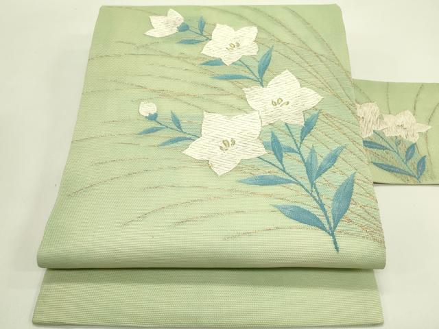 平和屋着物*夏物 九寸名古屋帯 唐織 桔梗 金糸 正絹 逸品 未使用 CABH5604rv