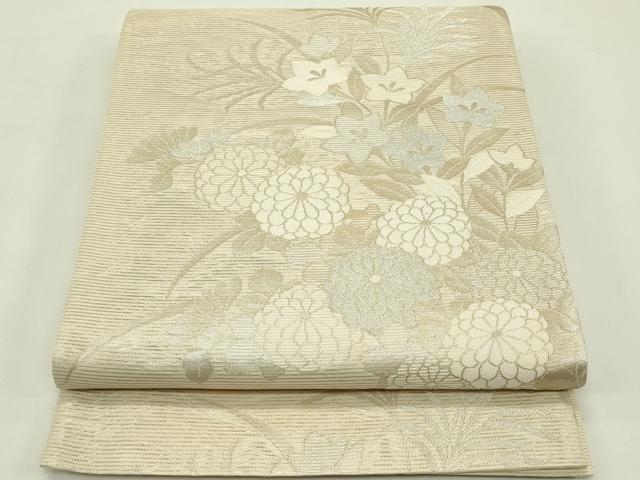 平和屋着物*夏物 六通柄袋帯 秋草文 銀糸 正絹 逸品 未使用 CABH5607rv