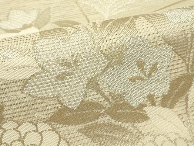 平和屋着物*夏物 六通柄袋帯 秋草文 銀糸 正絹 逸品 未使用 CABH5607rv