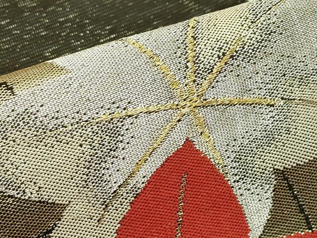 平和屋着物*夏物 六通柄袋帯 楓 黒地 金銀糸 正絹 逸品 CABH5610rv
