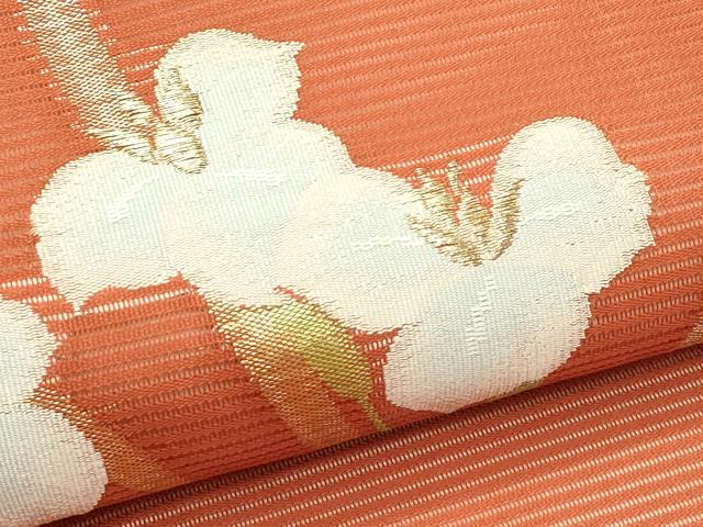 平和屋着物*夏物 九寸名古屋帯 杜若 金銀糸 正絹 逸品 未使用 CABH5613rv