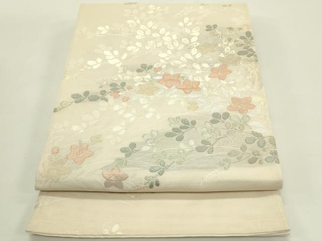 平和屋着物*夏物 六通柄袋帯 萩 桔梗 金銀糸 正絹 逸品 未使用 CABH5641rv