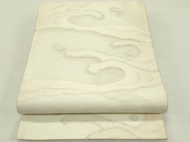 平和屋着物*夏物 六通柄袋帯 立波文 銀糸 正絹 逸品 CABH5678rv