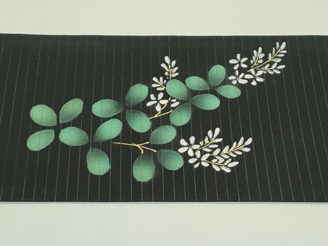 平和屋着物*夏物 九寸名古屋帯 萩 黒地 CABH5686rv