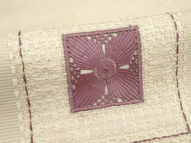 平和屋着物*夏物 九寸名古屋帯 ドロンワーク 色紙花文 正絹 逸品 CABH5689rv