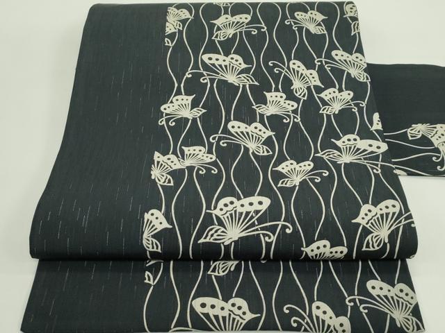 平和屋着物*夏物 九寸名古屋帯 作家物 伊勢型染 立涌舞蝶文 正絹 逸品 未使用 CABH5706rv